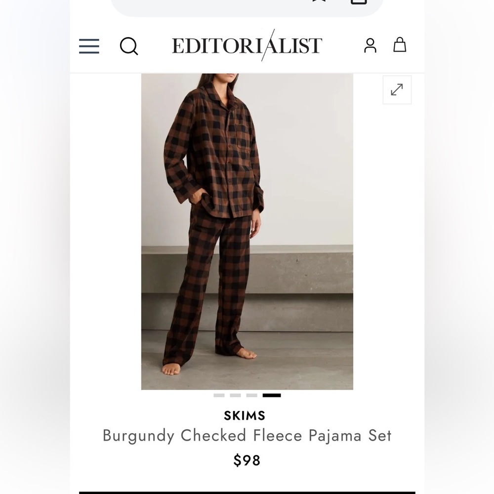 SKIMS Brown Fleece Pajama Set